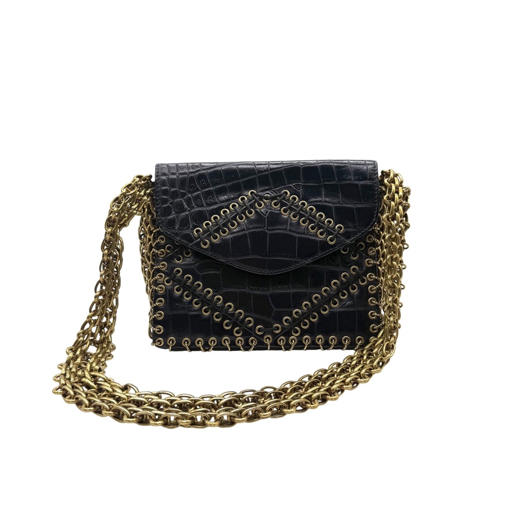 Tory Burch 2014 Fall Runway Alligator Skin Chain Shoulder Bag Sample Rare Blue